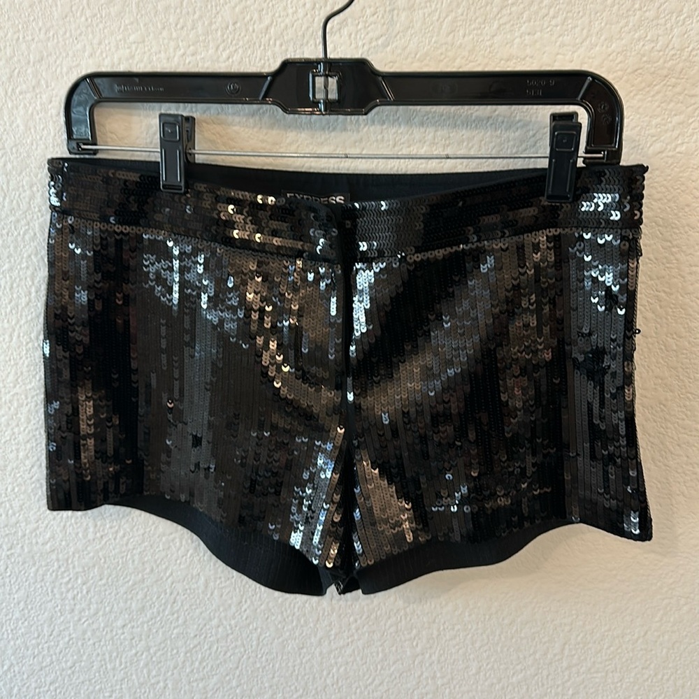 Black sequin short shorts.
